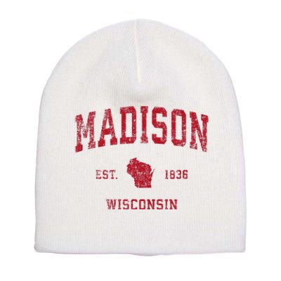 Madison Wisconsin Wi Vintage Sports Design Short Acrylic Beanie