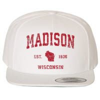 Madison Wisconsin Wi Vintage Sports Design Wool Snapback Cap