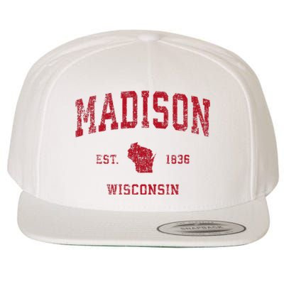 Madison Wisconsin Wi Vintage Sports Design Wool Snapback Cap