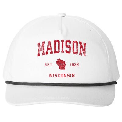 Madison Wisconsin Wi Vintage Sports Design Snapback Five-Panel Rope Hat