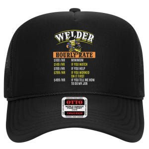 Metal Worker Welding MIG Welder Funny Welder Hourly Rate High Crown Mesh Back Trucker Hat