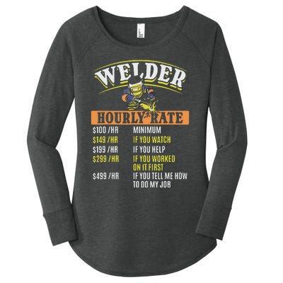 Metal Worker Welding MIG Welder Funny Welder Hourly Rate Women's Perfect Tri Tunic Long Sleeve Shirt