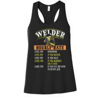 Metal Worker Welding MIG Welder Funny Welder Hourly Rate Women's Racerback Tank