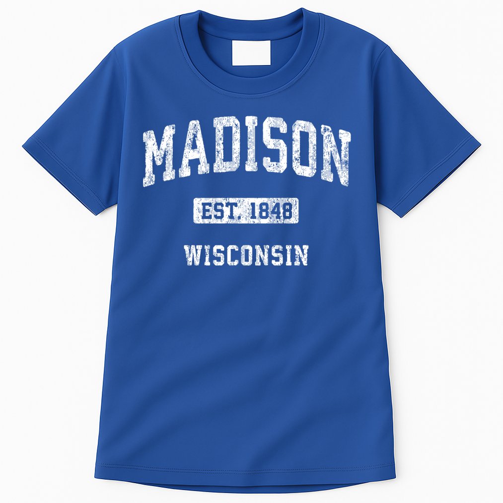 Madison Wisconsin Wi Vintage Athletic Sports Design Gift Tall T-Shirt