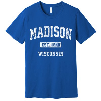 Madison Wisconsin Wi Vintage Athletic Sports Design Gift Premium T-Shirt