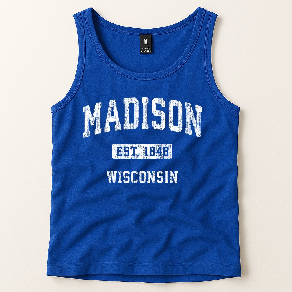 Madison Wisconsin Wi Vintage Athletic Sports Design Gift Tank Top