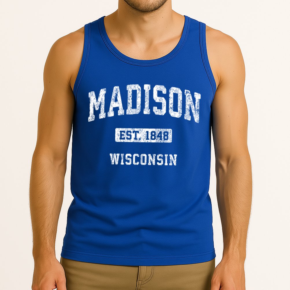 Madison Wisconsin Wi Vintage Athletic Sports Design Gift Tank Top