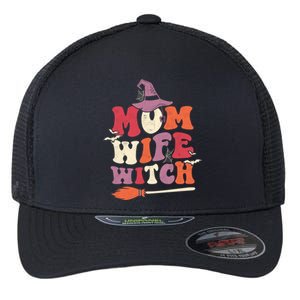 Mom Wife Witch Funny Trick Or Treat Halloween Groovy Retro Cute Gift Flexfit Unipanel Trucker Cap