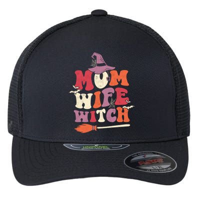 Mom Wife Witch Funny Trick Or Treat Halloween Groovy Retro Cute Gift Flexfit Unipanel Trucker Cap