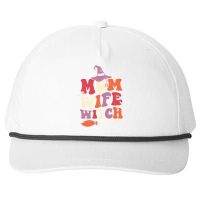 Mom Wife Witch Funny Trick Or Treat Halloween Groovy Retro Cute Gift Snapback Five-Panel Rope Hat