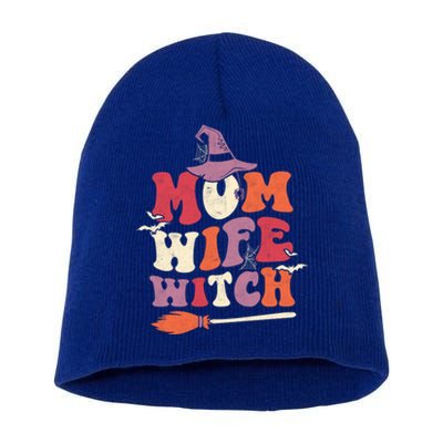 Mom Wife Witch Funny Trick Or Treat Halloween Groovy Retro Cute Gift Short Acrylic Beanie