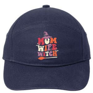 Mom Wife Witch Funny Trick Or Treat Halloween Groovy Retro Cute Gift 7-Panel Snapback Hat