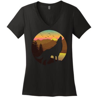 Mountain Wilderness Wolf Survives Gift Design Gift Women's V-Neck T-Shirt
