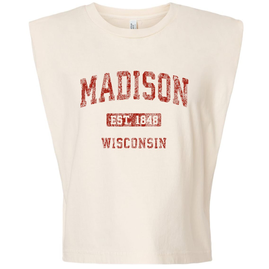 Madison Wisconsin Wi Vintage Athletic Sports Garment-Dyed Women's Muscle Tee