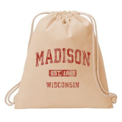 Madison Wisconsin Wi Vintage Athletic Sports Drawstring Bag