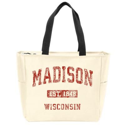 Madison Wisconsin Wi Vintage Athletic Sports Zip Tote Bag