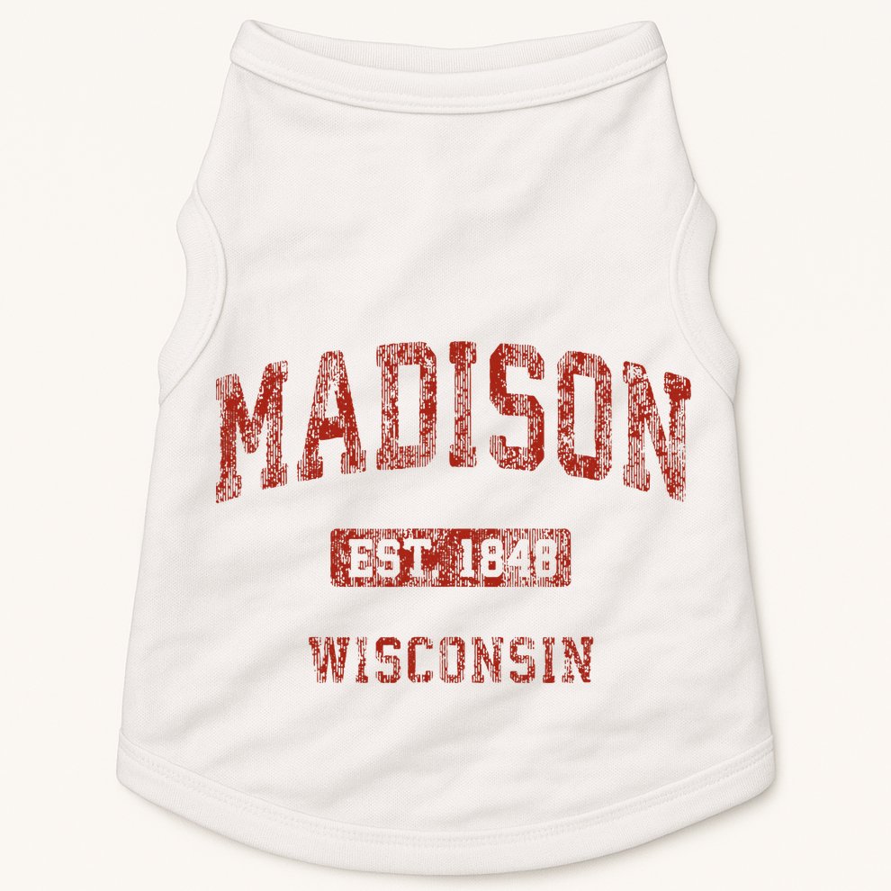 Madison Wisconsin Wi Vintage Athletic Sports Doggie Tank