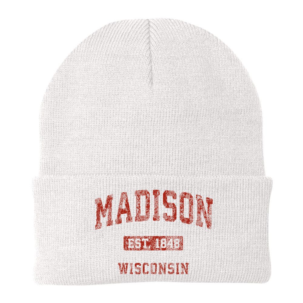 Madison Wisconsin Wi Vintage Athletic Sports Beanie