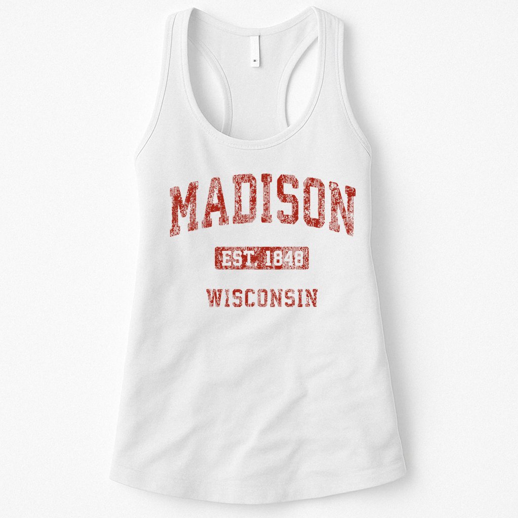 Madison Wisconsin Wi Vintage Athletic Sports Womens Tank Top