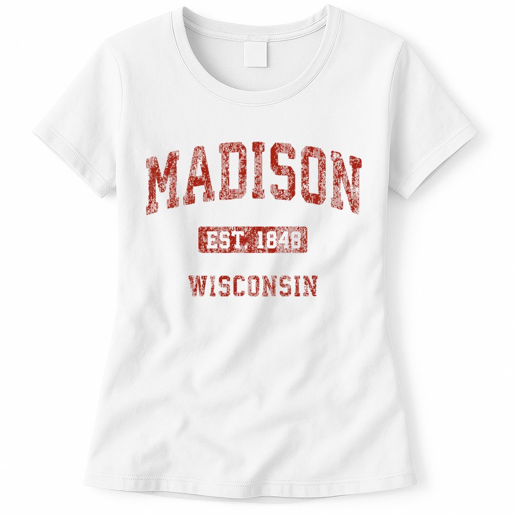 Madison Wisconsin Wi Vintage Athletic Sports Womens T-Shirt