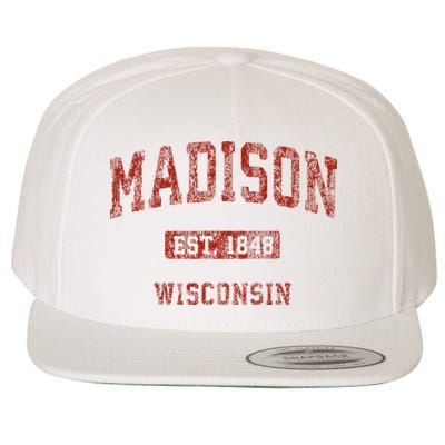 Madison Wisconsin Wi Vintage Athletic Sports Wool Snapback Cap