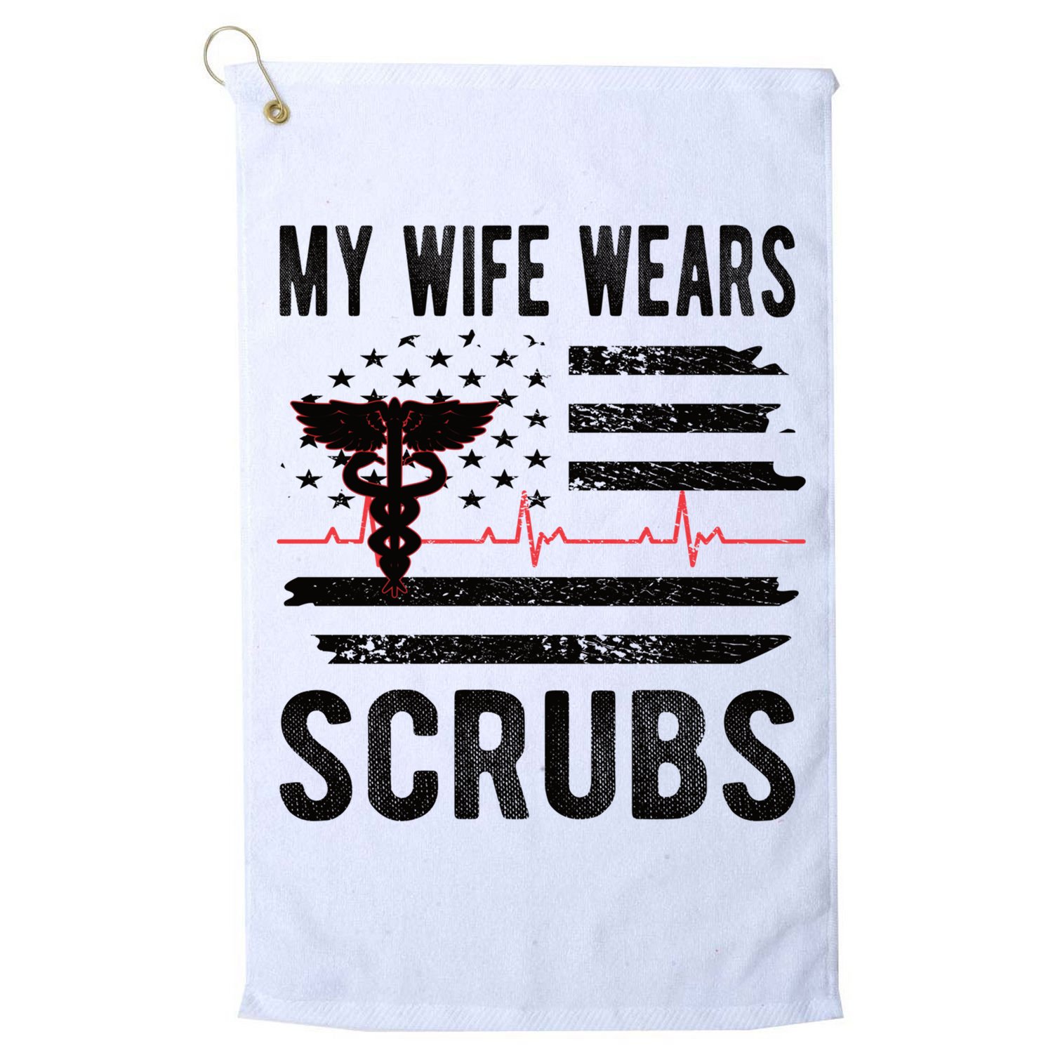 My Wife Wears Scrubs Proud Nurse Husband Nursing Funny Gift Golf Towel
