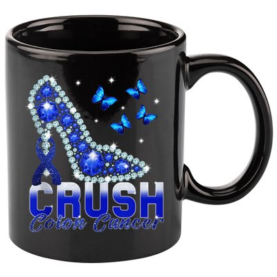 March We Wear Blue Crush Colon Cancer Awareness Month 11oz C Handle Ceramic Mug