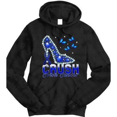 March We Wear Blue Crush Colon Cancer Awareness Month Tie Dye Hoodie