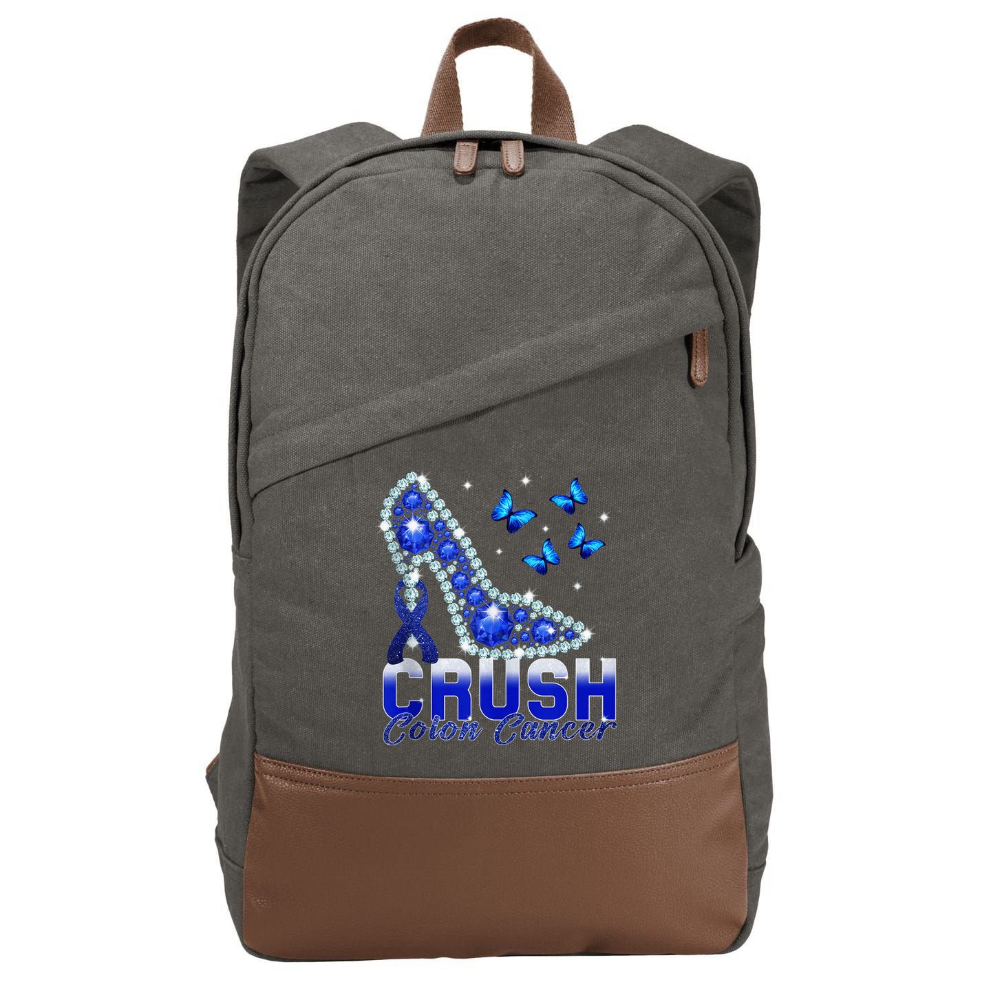 March We Wear Blue Crush Colon Cancer Awareness Month Cotton Canvas Backpack