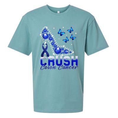 March We Wear Blue Crush Colon Cancer Awareness Month Sueded Cloud Jersey T-Shirt