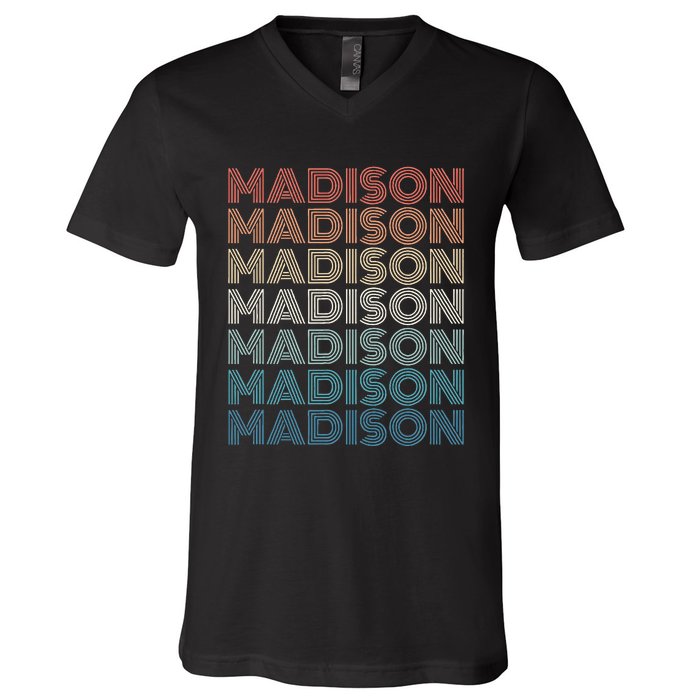 Madison Wi Wisconsin Vintage V-Neck T-Shirt