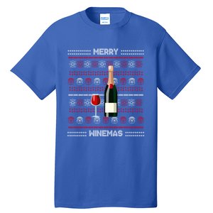 Merry Winemas Wine Lover Bottle Xmas Ing Ugly Christmas Funny Gift Tall T-Shirt