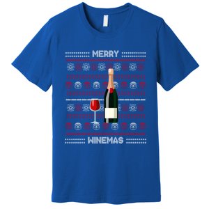 Merry Winemas Wine Lover Bottle Xmas Ing Ugly Christmas Funny Gift Premium T-Shirt