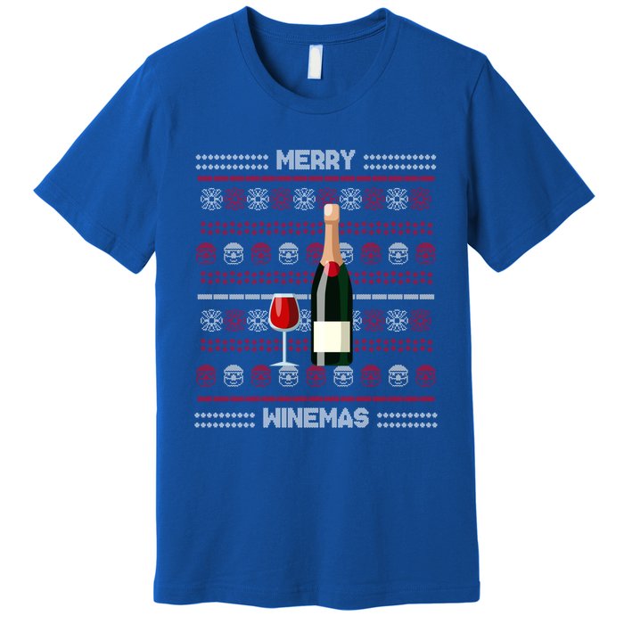 Merry Winemas Wine Lover Bottle Xmas Ing Ugly Christmas Funny Gift Premium T-Shirt