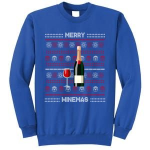 Merry Winemas Wine Lover Bottle Xmas Ing Ugly Christmas Funny Gift Tall Sweatshirt