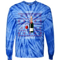 Merry Winemas Wine Lover Bottle Xmas Ing Ugly Christmas Funny Gift Tie-Dye Long Sleeve Shirt