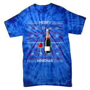 Merry Winemas Wine Lover Bottle Xmas Ing Ugly Christmas Funny Gift Tie-Dye T-Shirt