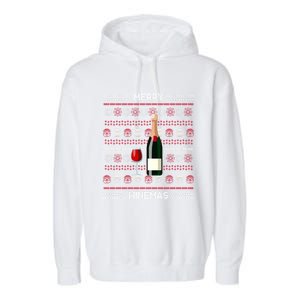 Merry Winemas Wine Lover Bottle Xmas Ing Ugly Christmas Funny Gift Garment-Dyed Fleece Hoodie