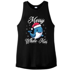 Merry Whalemas Whale With Santa Hat Orcas Christmas Puns Tank Top Ladies PosiCharge Tri-Blend Wicking Tank