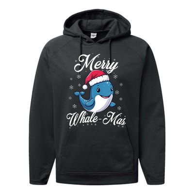 Merry Whalemas Whale With Santa Hat Orcas Christmas Puns Tank Top Performance Fleece Hoodie