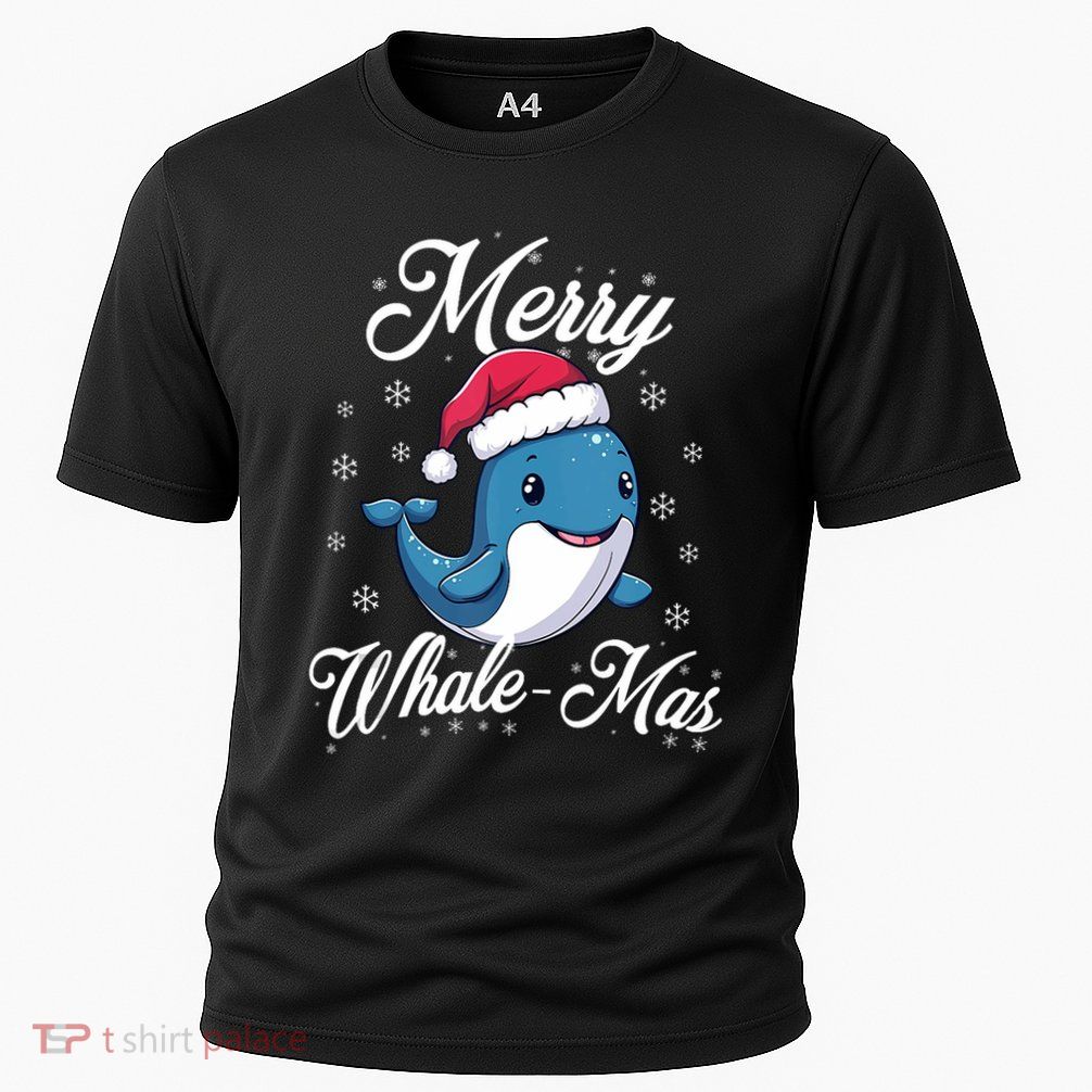 Merry Whalemas Whale With Santa Hat Orcas Christmas Puns Tank Top Cooling Performance Crew T-Shirt