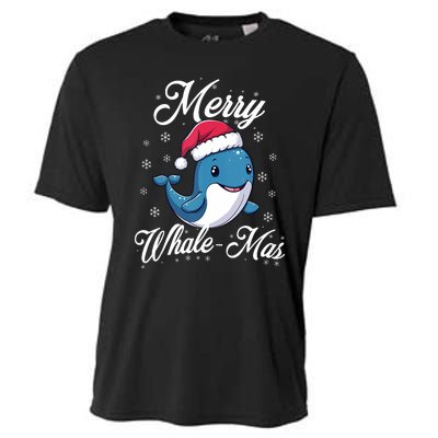 Merry Whalemas Whale With Santa Hat Orcas Christmas Puns Tank Top Cooling Performance Crew T-Shirt