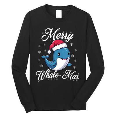 Merry Whalemas Whale With Santa Hat Orcas Christmas Puns Tank Top Long Sleeve Shirt