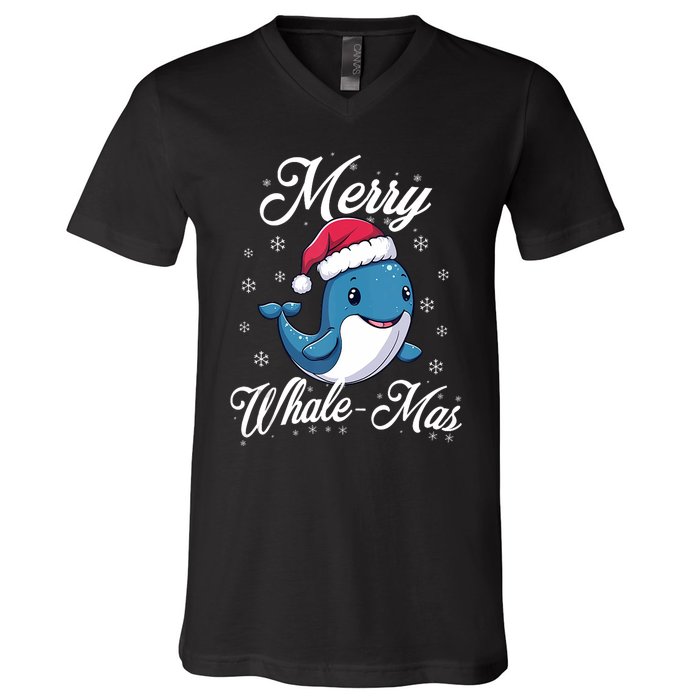 Merry Whalemas Whale With Santa Hat Orcas Christmas Puns Tank Top V-Neck T-Shirt