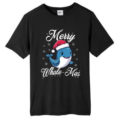 Merry Whalemas Whale With Santa Hat Orcas Christmas Puns Tank Top Tall Fusion ChromaSoft Performance T-Shirt