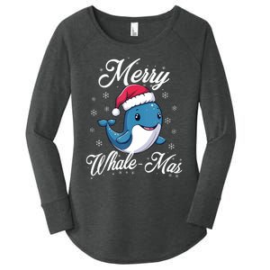 Merry Whalemas Whale With Santa Hat Orcas Christmas Puns Tank Top Women's Perfect Tri Tunic Long Sleeve Shirt