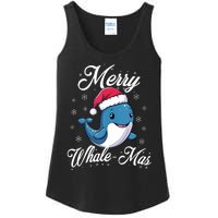 Merry Whalemas Whale With Santa Hat Orcas Christmas Puns Tank Top Ladies Essential Tank