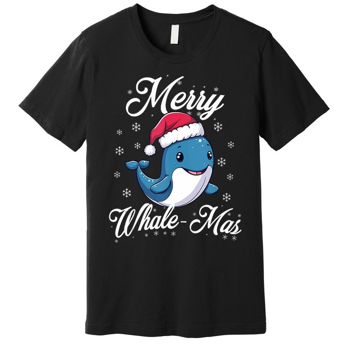 Merry Whalemas Whale With Santa Hat Orcas Christmas Puns Tank Top Premium T-Shirt