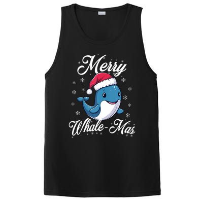 Merry Whalemas Whale With Santa Hat Orcas Christmas Puns Tank Top PosiCharge Competitor Tank