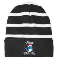 Merry Whalemas Whale With Santa Hat Orcas Christmas Puns Tank Top Striped Beanie with Solid Band